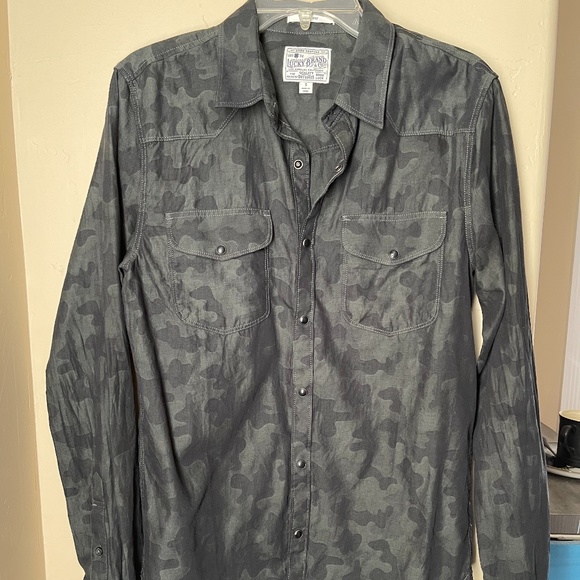 Lucky Brand Black Camo Western Shirt - Picture 3 of 4